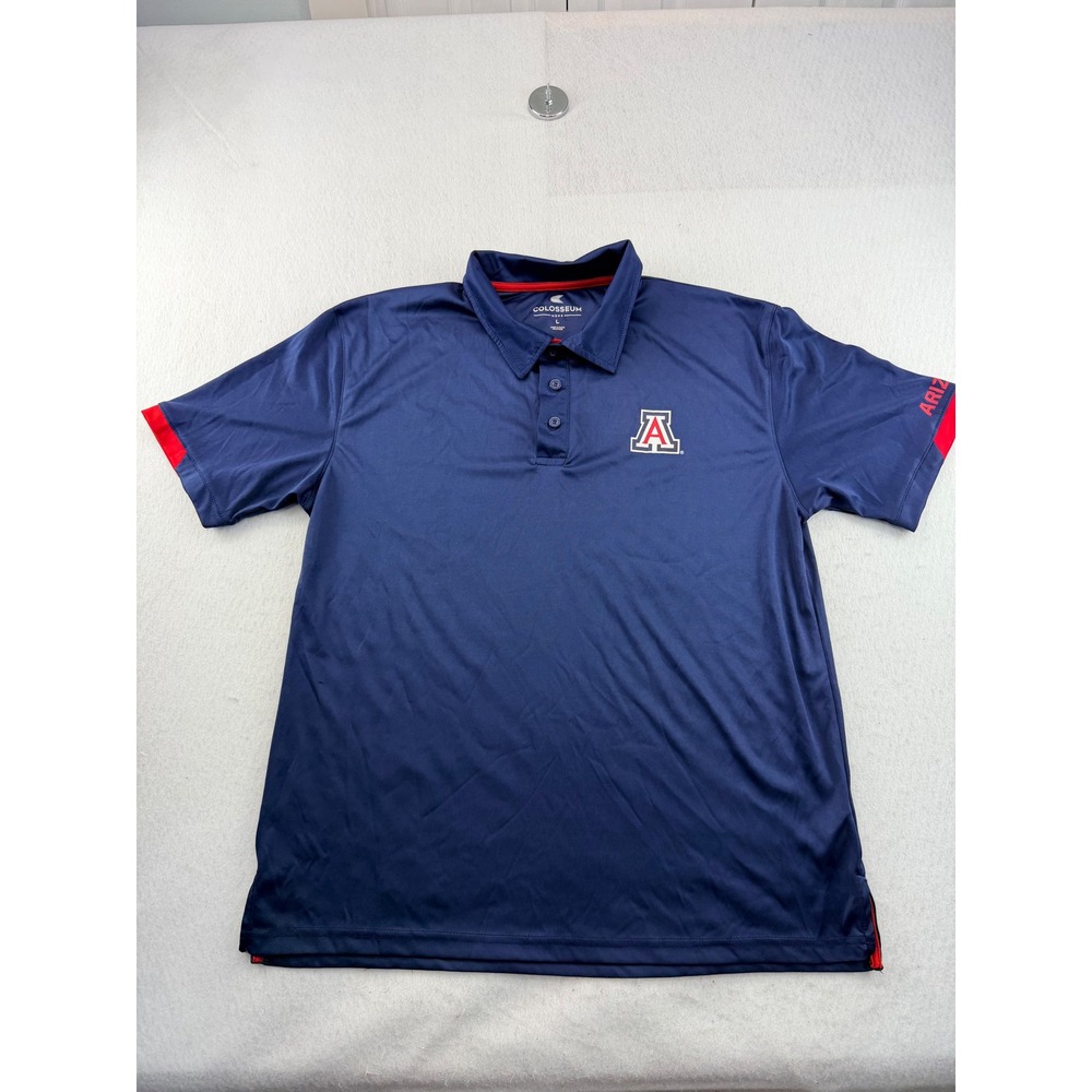 Colosseum Arizona Wildcats Mens Large Navy Blue Polo Shirt NCAA University Logo